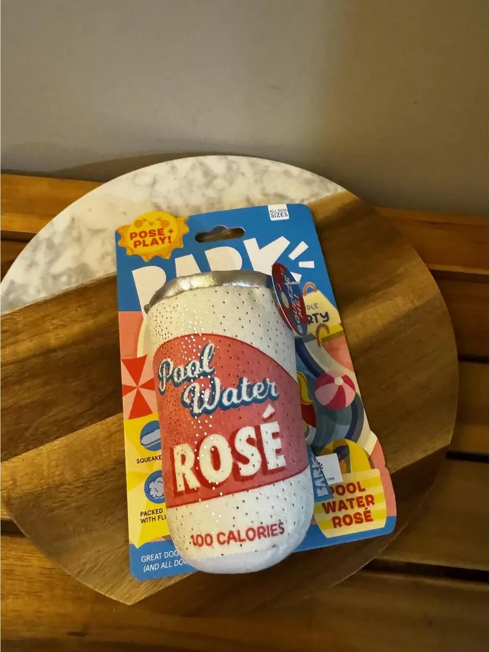 BARK Pool Water Rosé Squeaky Dog Toy - New in Package
